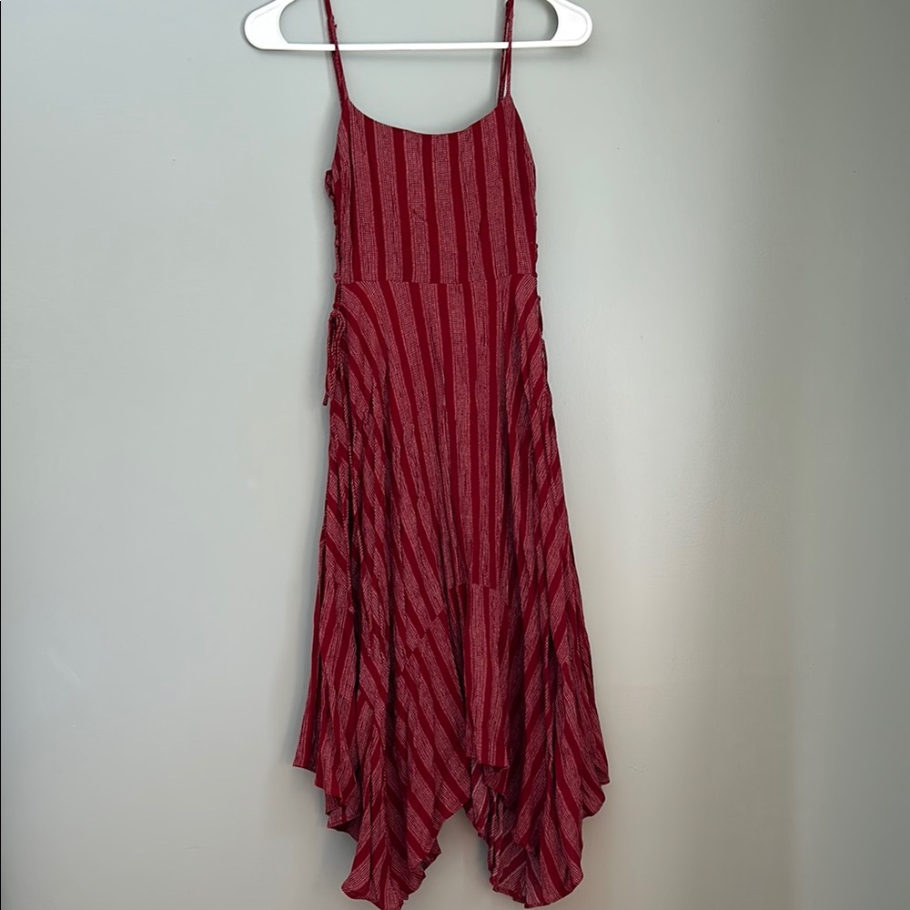 Lulus Chic Red Striped Midi Dress